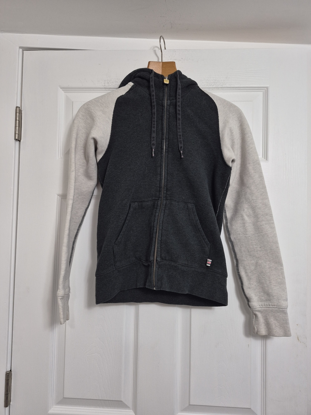 TNA Two-Tone Zip Hoodie - Charcoal Body with Light Gray Sleeves